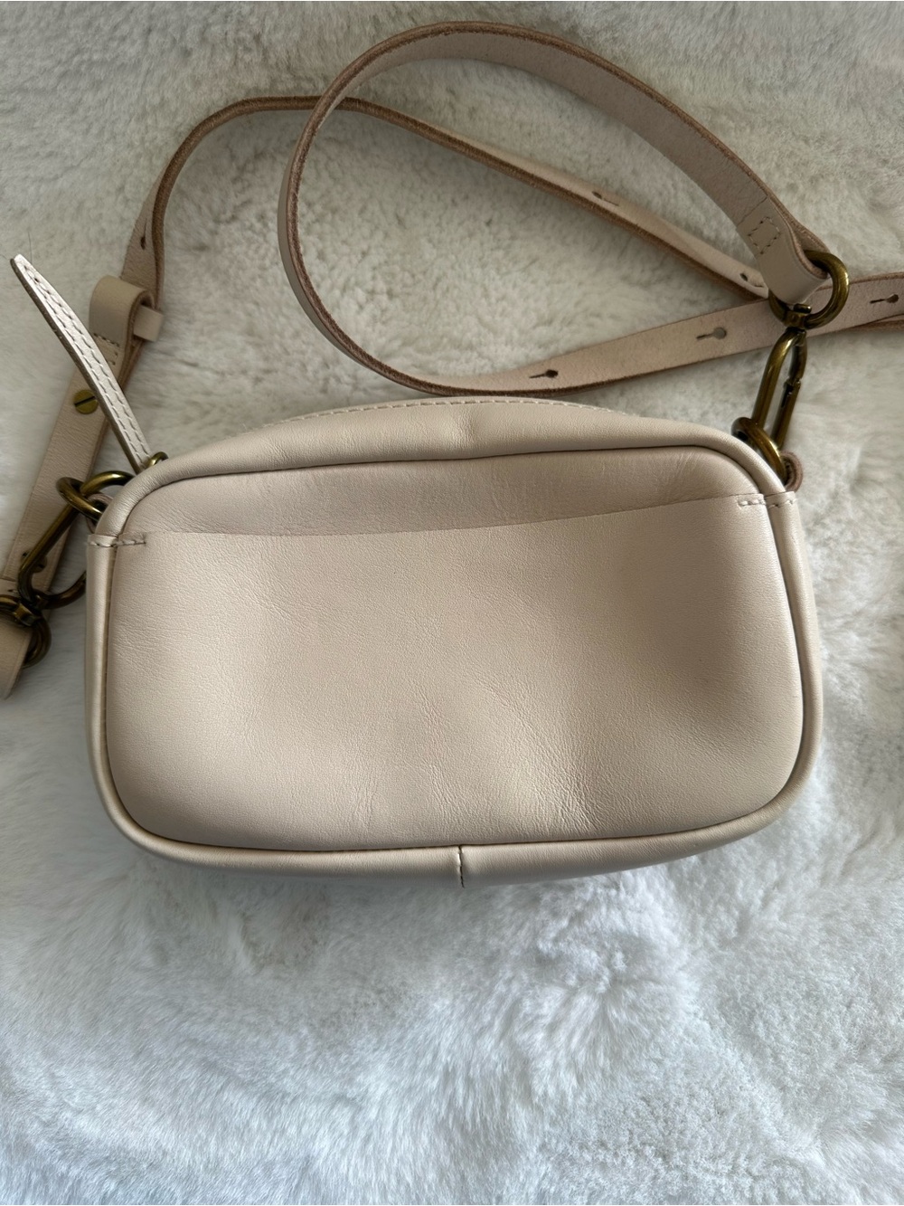 Madewell Leather Carabiner mini Women's Cream Leather Crossbody Bag